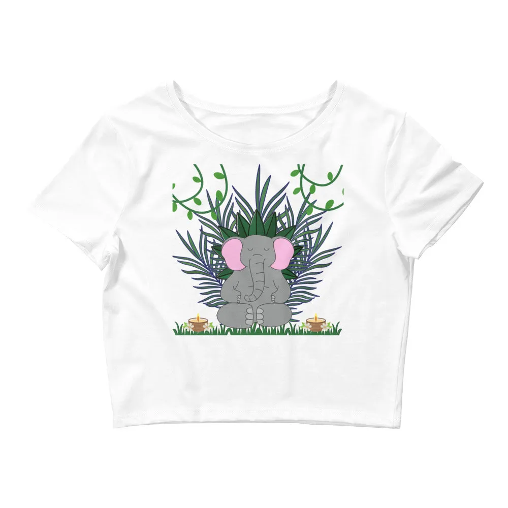 Meditating elephant crop top for girls fashion