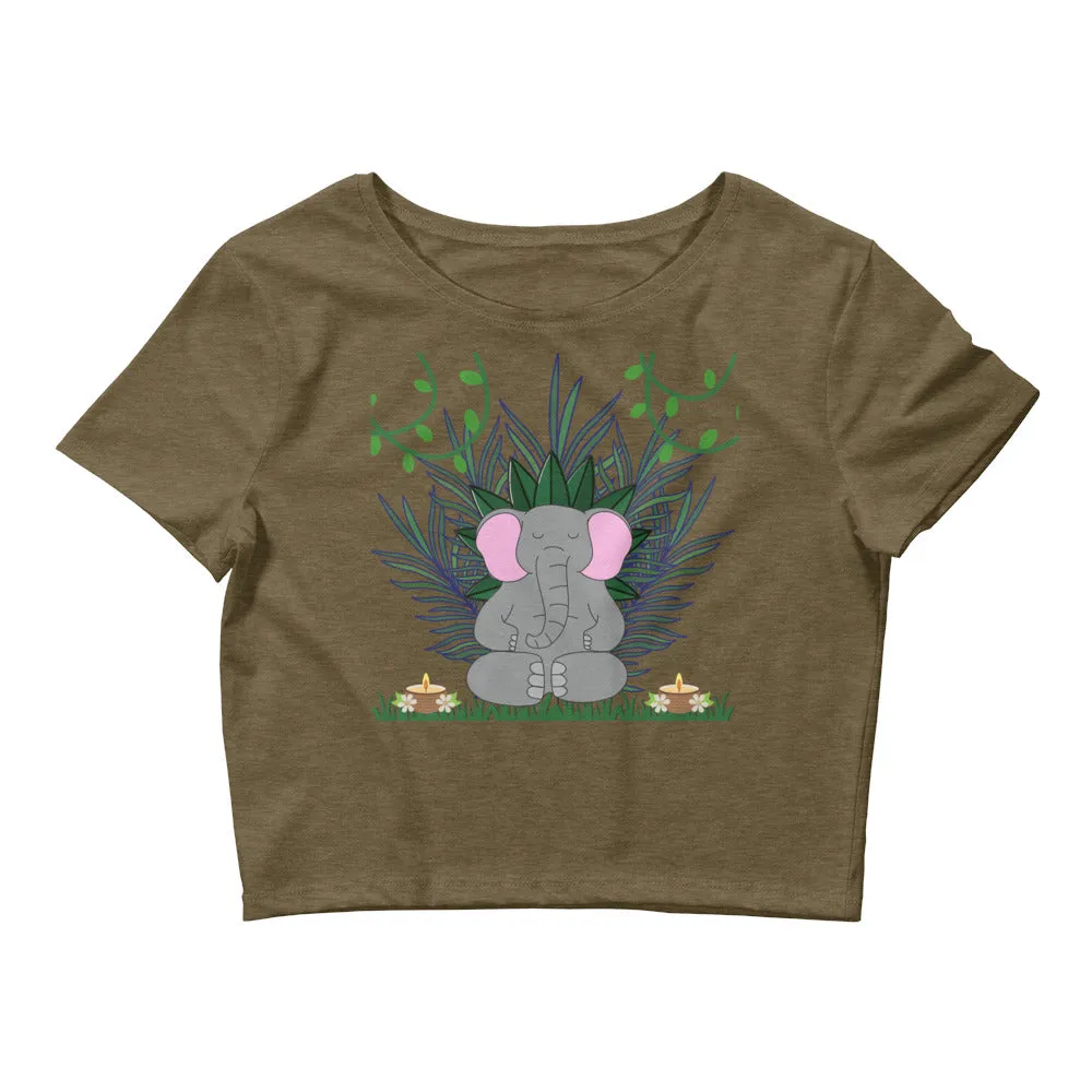 Meditating elephant crop top for girls fashion