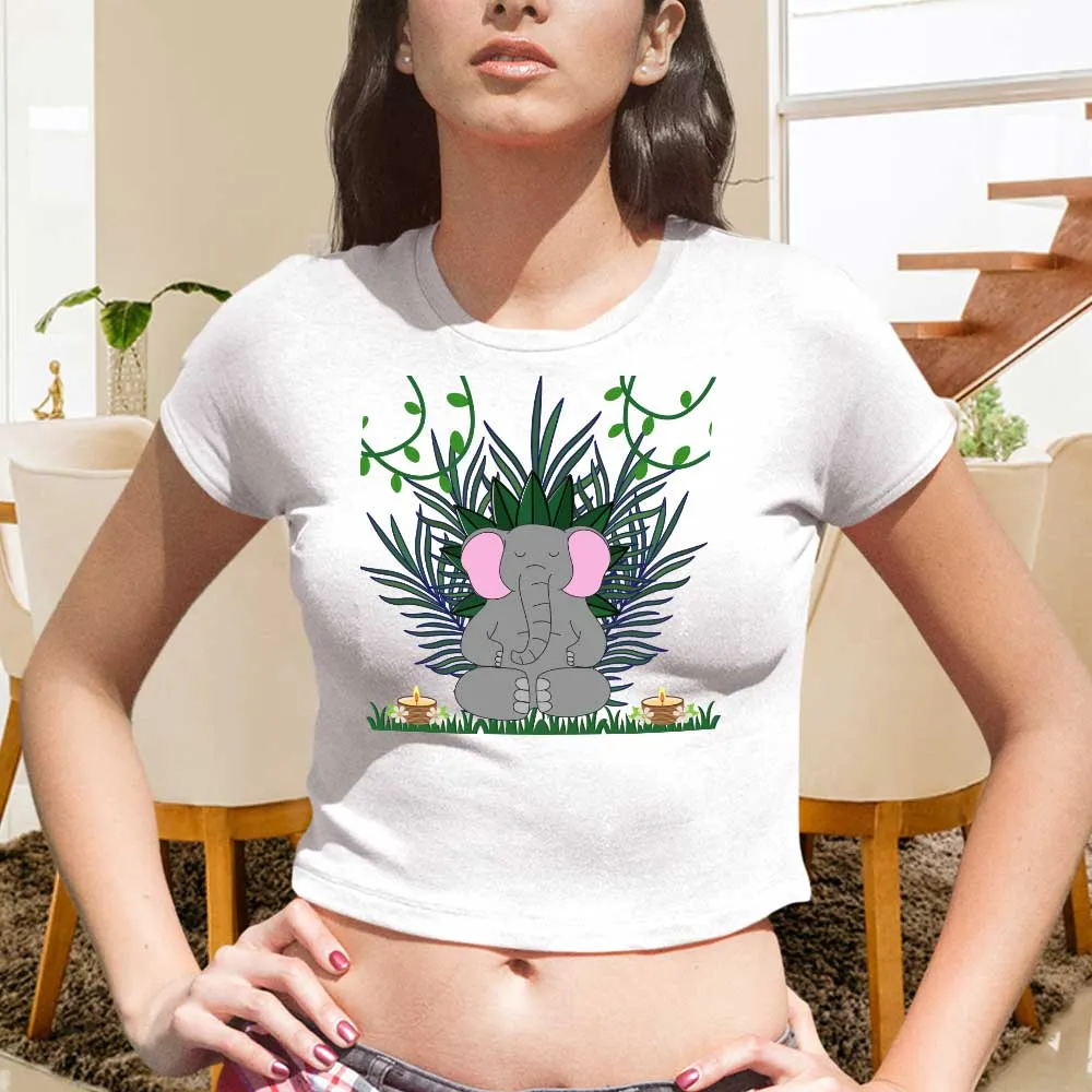 Meditating elephant crop top for girls fashion