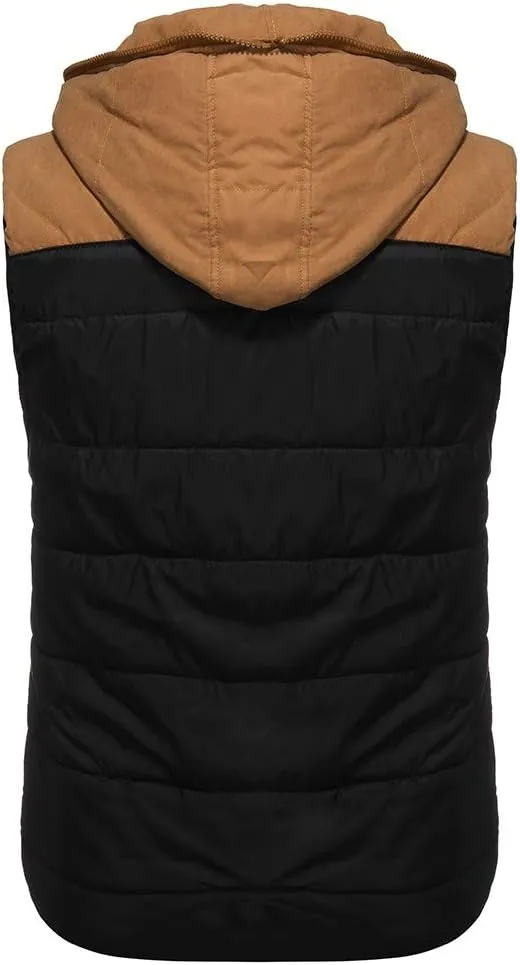 Men's Hooded Puffer Vest Sleeveless Zip Up Padded Jackets Coat Light Quilted Gilet Plus Size Cropped Puffer Vest