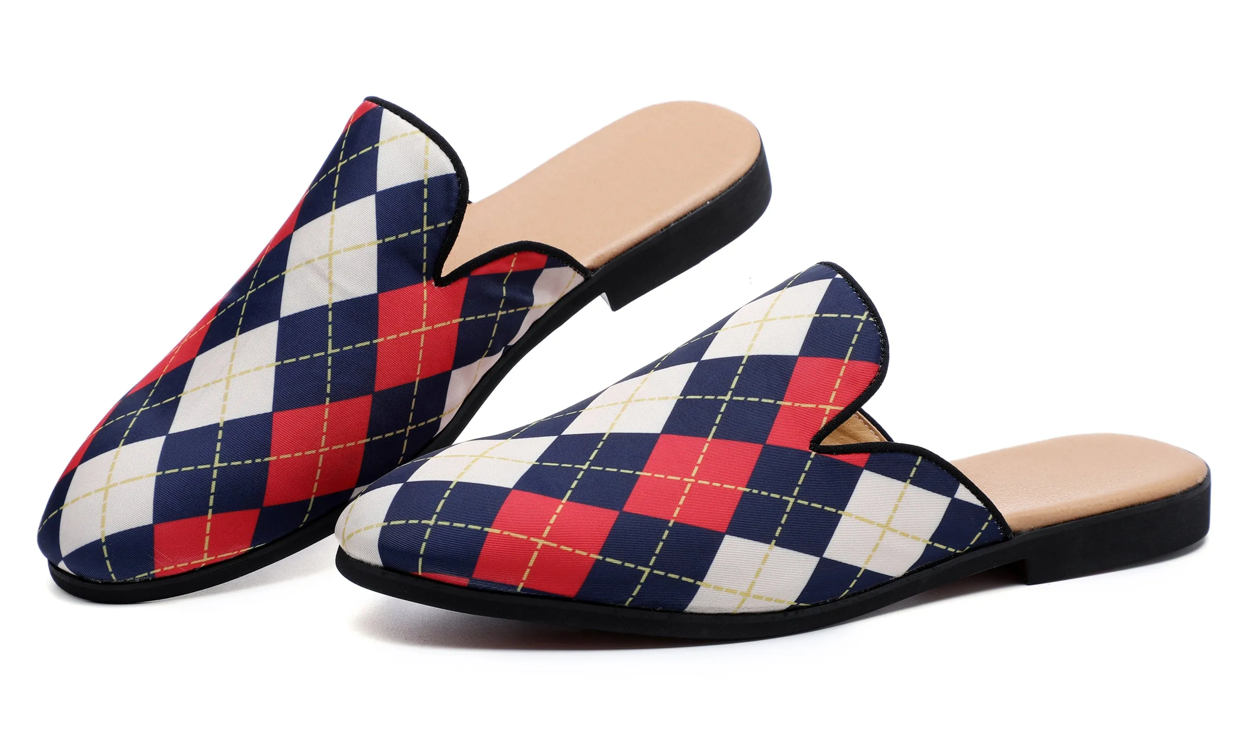 Men's Plaid Backless Mules