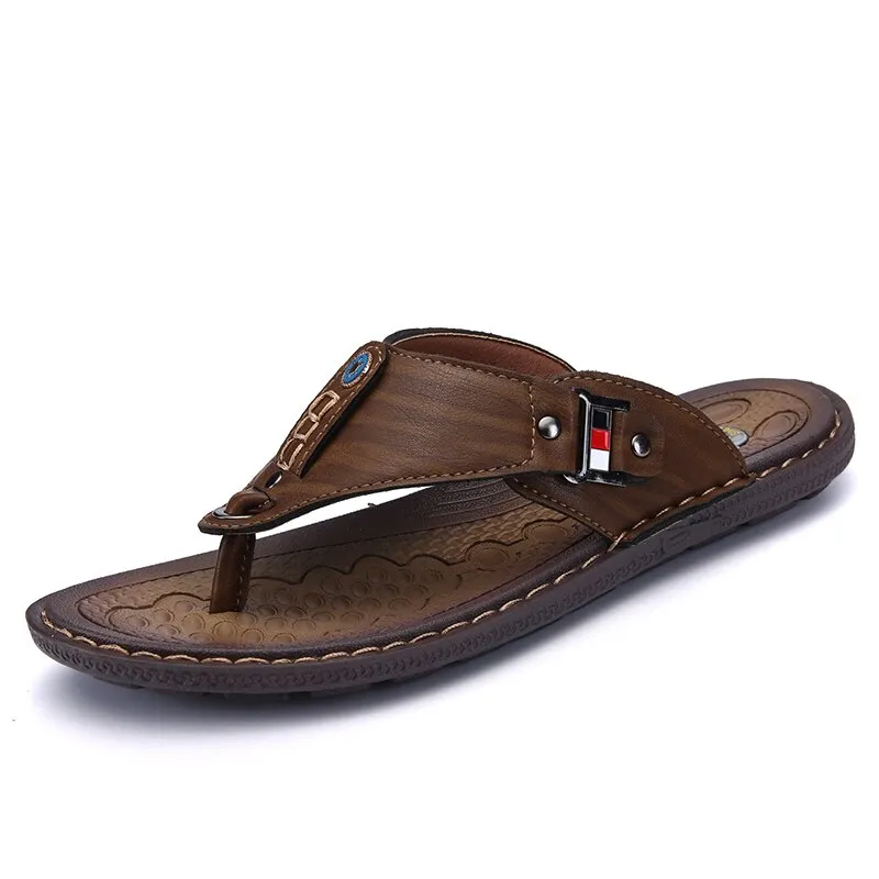 Men's Summer Leather Flip Flops
