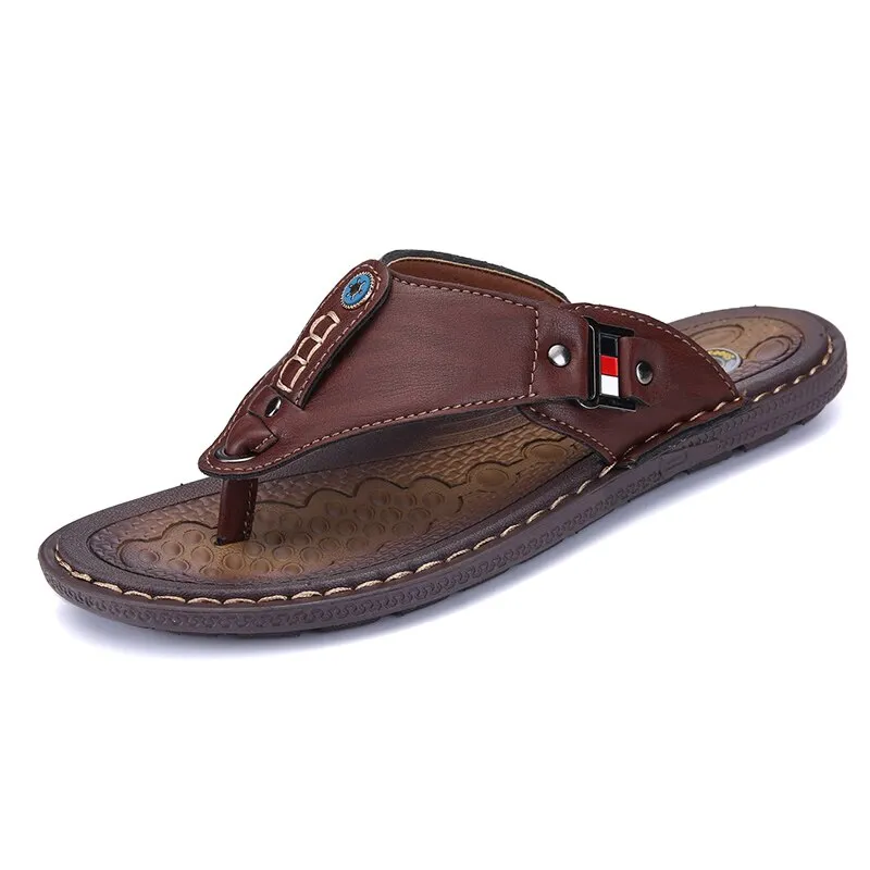 Men's Summer Leather Flip Flops