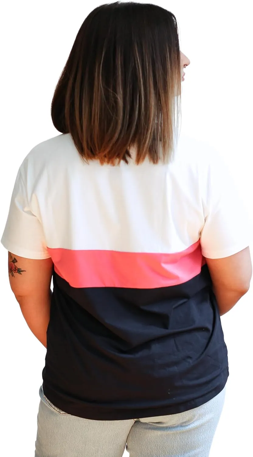 Nursing T-Shirt with Invisible Zipper, Soft and Comfortable Colorblock Breastfeeding Top