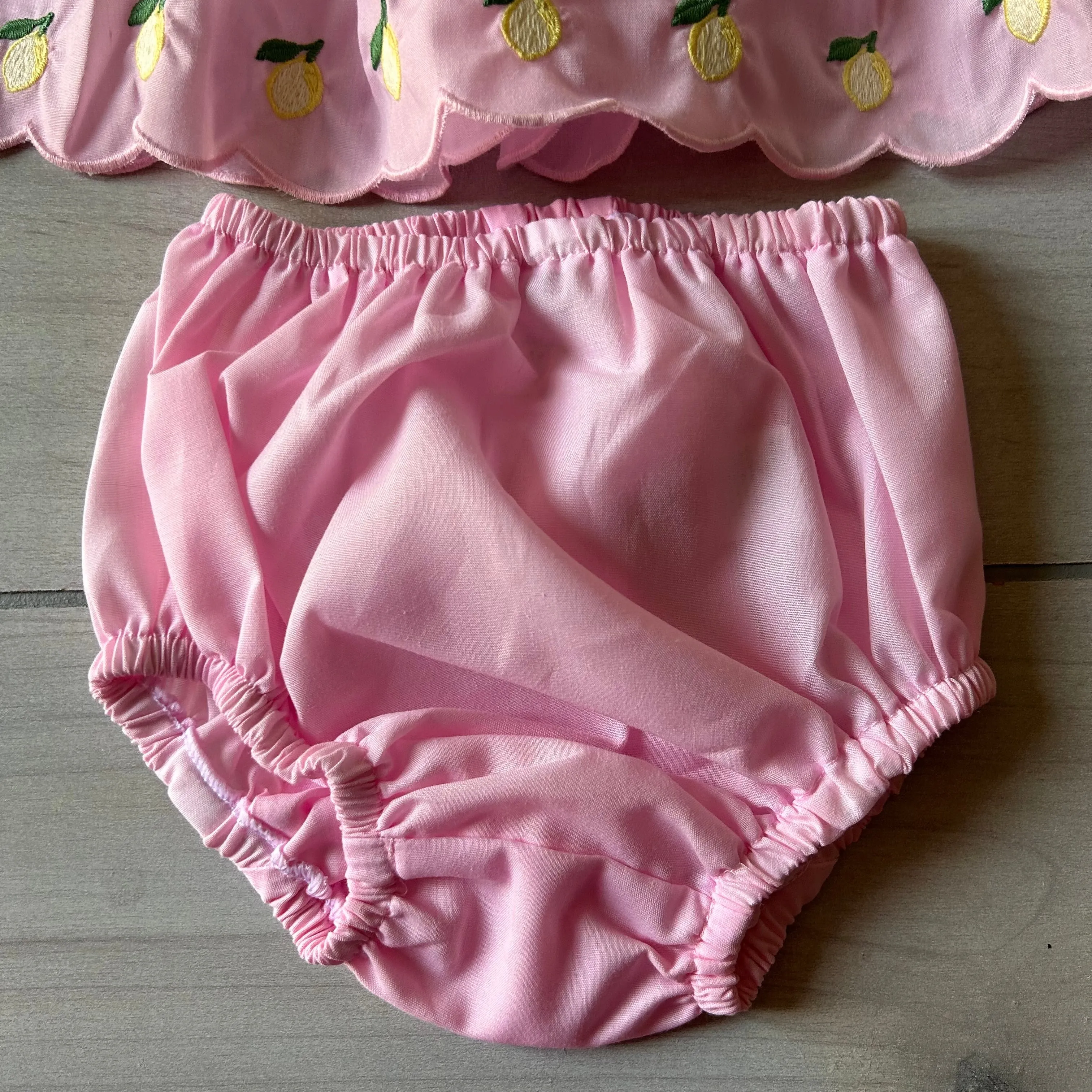 NWT The Oaks Apparel Pink Lemon Embroidered Dress & Bloomer