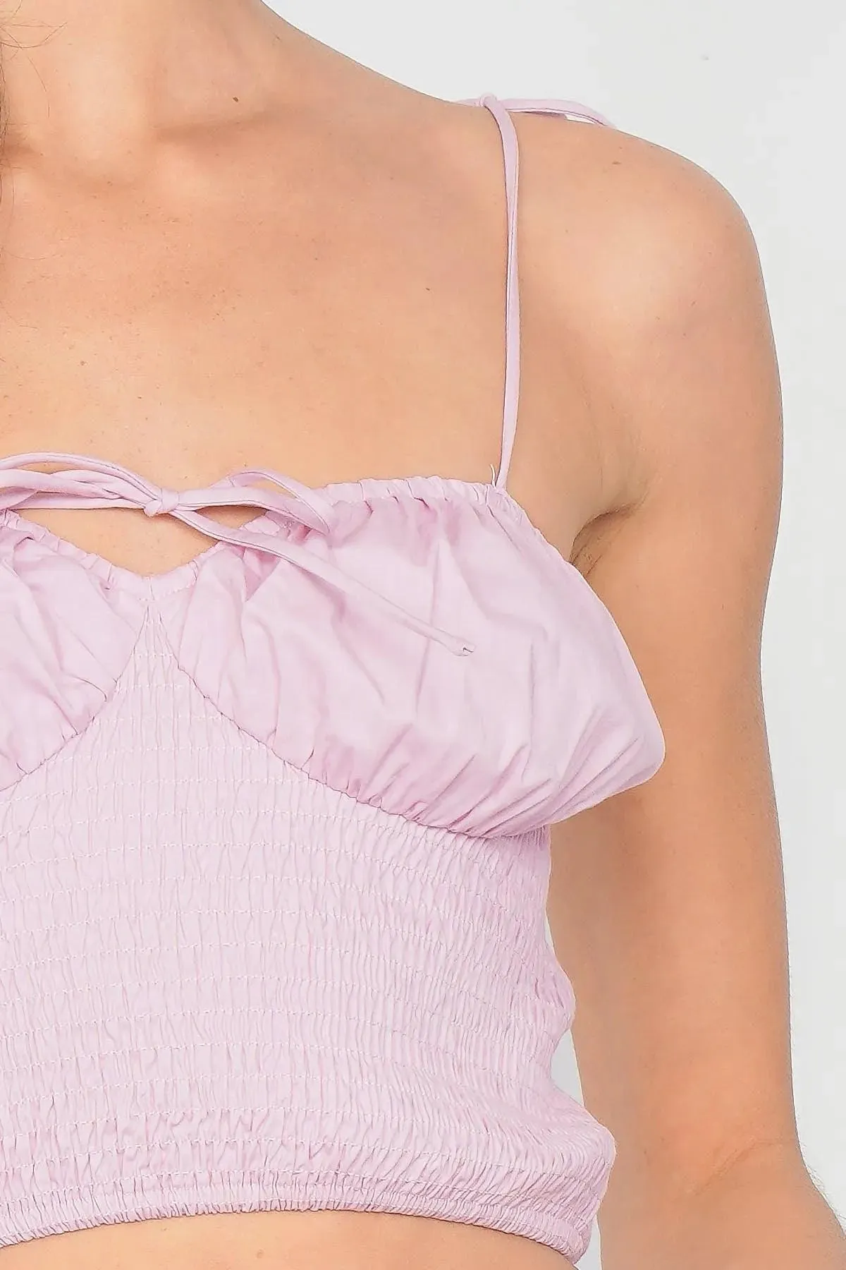Pink Ruched Bustier Elasticized Crop Top /4-2-1