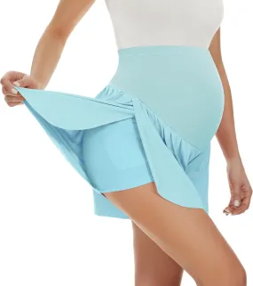 POSHGLAM Women's Maternity Flowy Shorts Over Belly Workout Causal Comfy Stretchy Summer Shorts