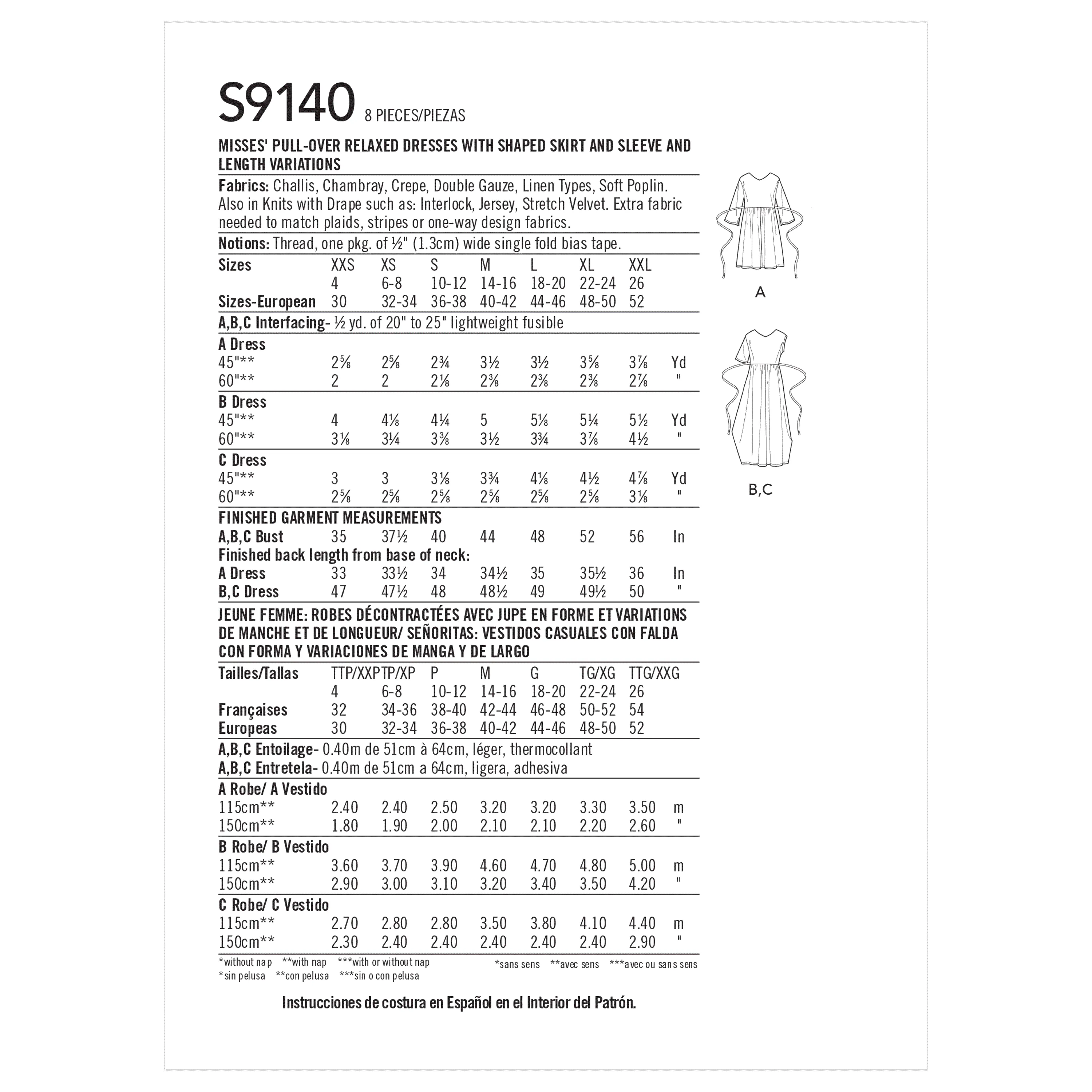 Simplicity Sewing Pattern 9140 Relaxed Pullover Dress