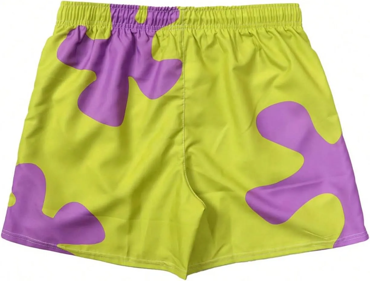 SOLY HUX Men's Graphic Print Swim Trunks Drawstring Elastic Waist Quick Dry Beach Board Shorts with Pockets