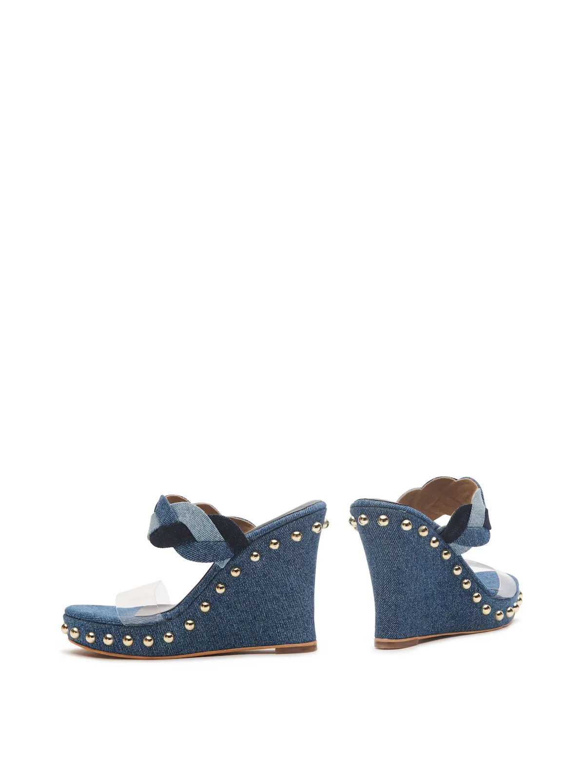 Studded Denim Transparent Slides