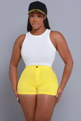 Super Swank High Waist Stretchy Shorts - Yellow