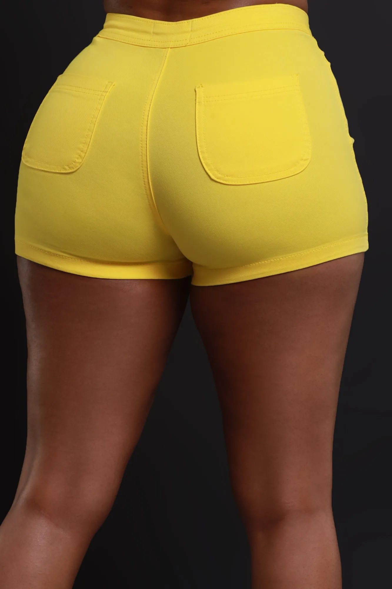 Super Swank High Waist Stretchy Shorts - Yellow