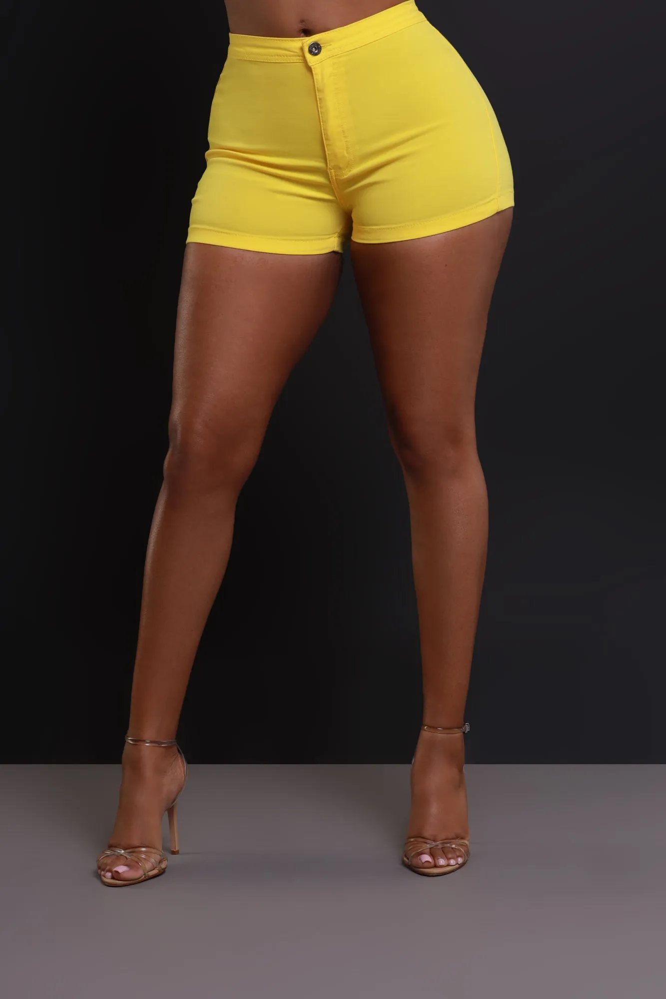 Super Swank High Waist Stretchy Shorts - Yellow