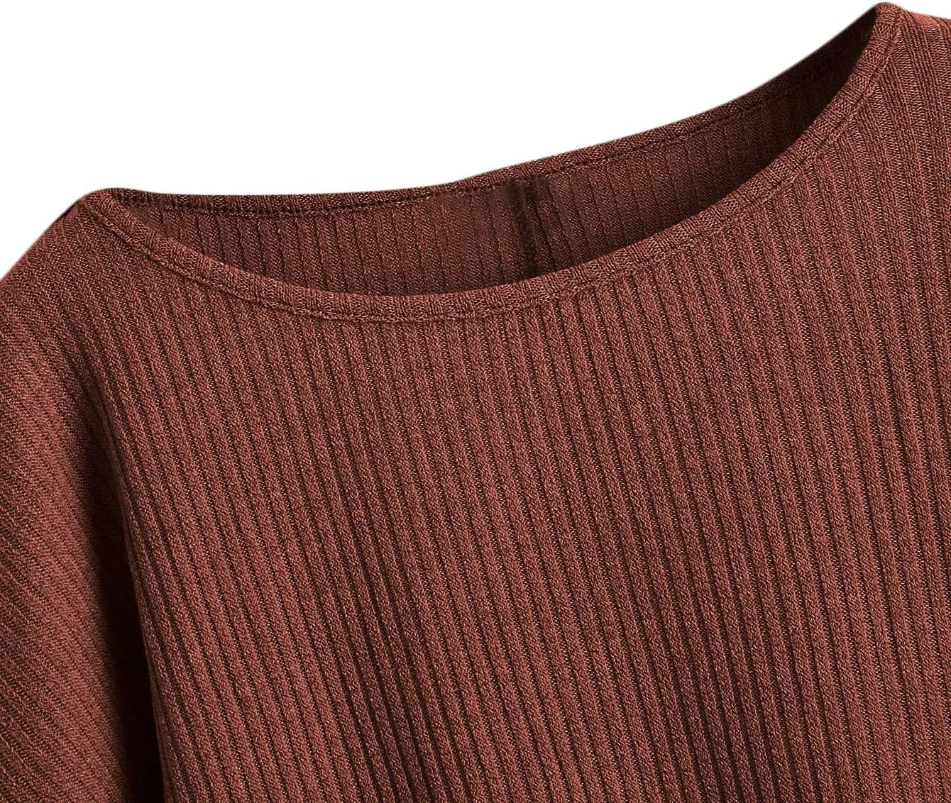 SweatyRocks Women's Casual Crewneck Raglan Long Sleeve Ribbed Knit Crop Top Cropped Sweater