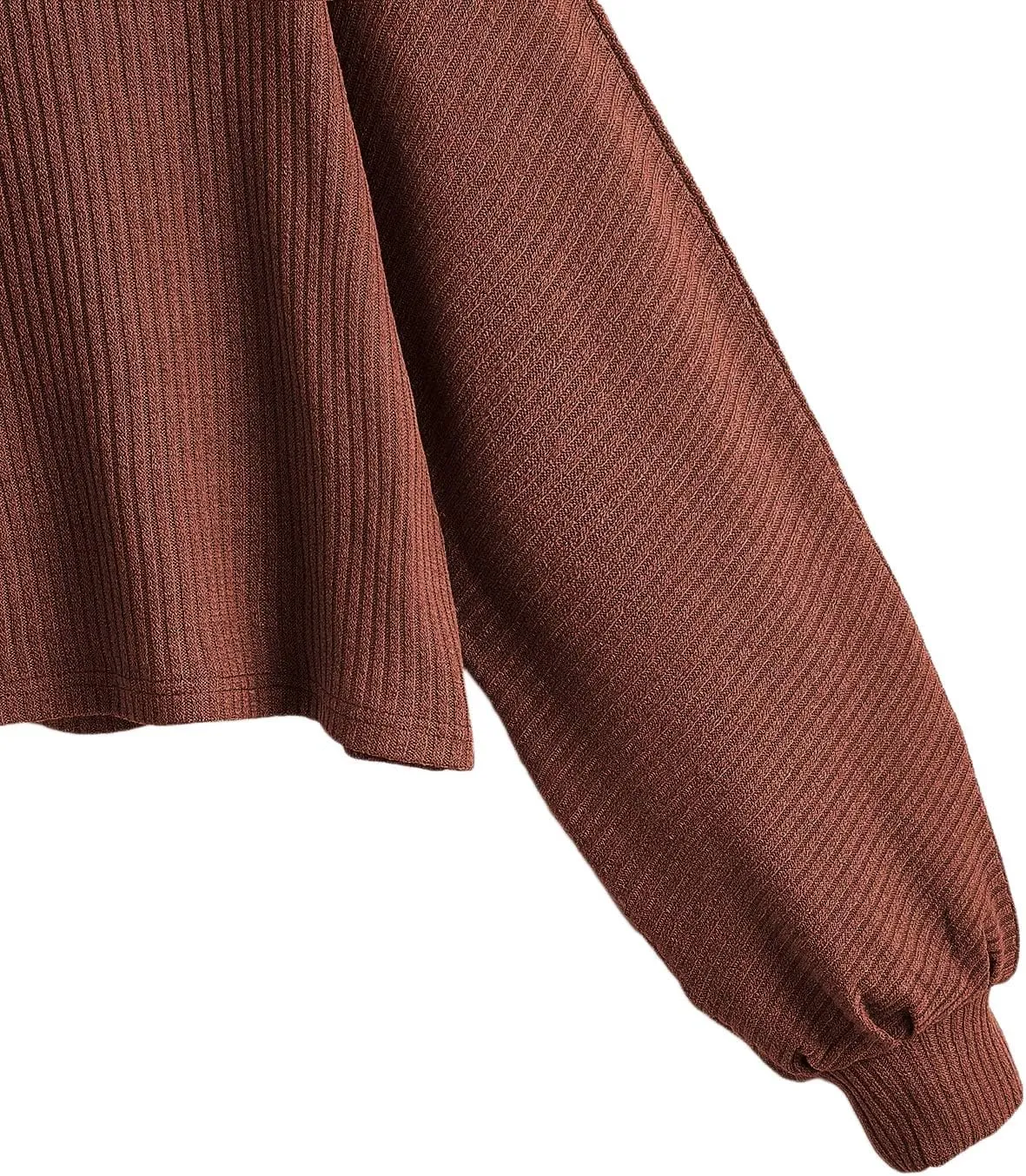 SweatyRocks Women's Casual Crewneck Raglan Long Sleeve Ribbed Knit Crop Top Cropped Sweater