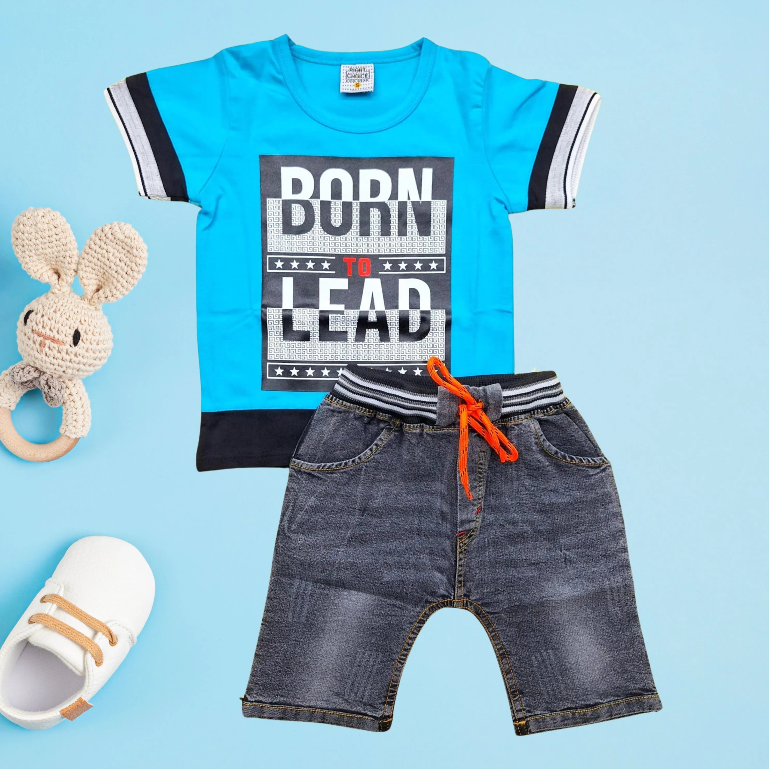 T-Shirt & Short - Born - Blue