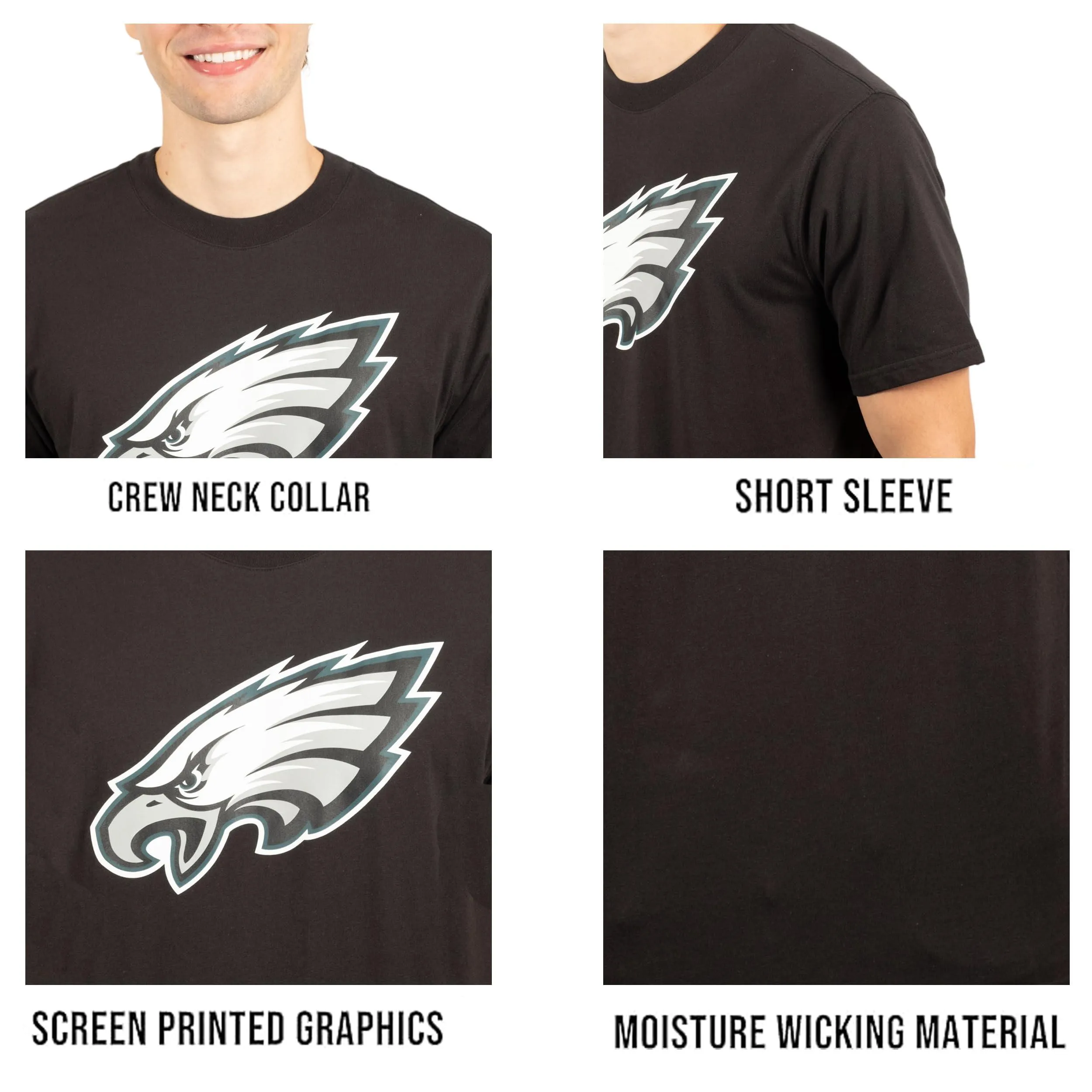 Ultra Game NFL Official Adults Super Soft Supreme Logo T-Shirt - Unisex, Philadelphia Eagles, Black|Philadelphia Eagles