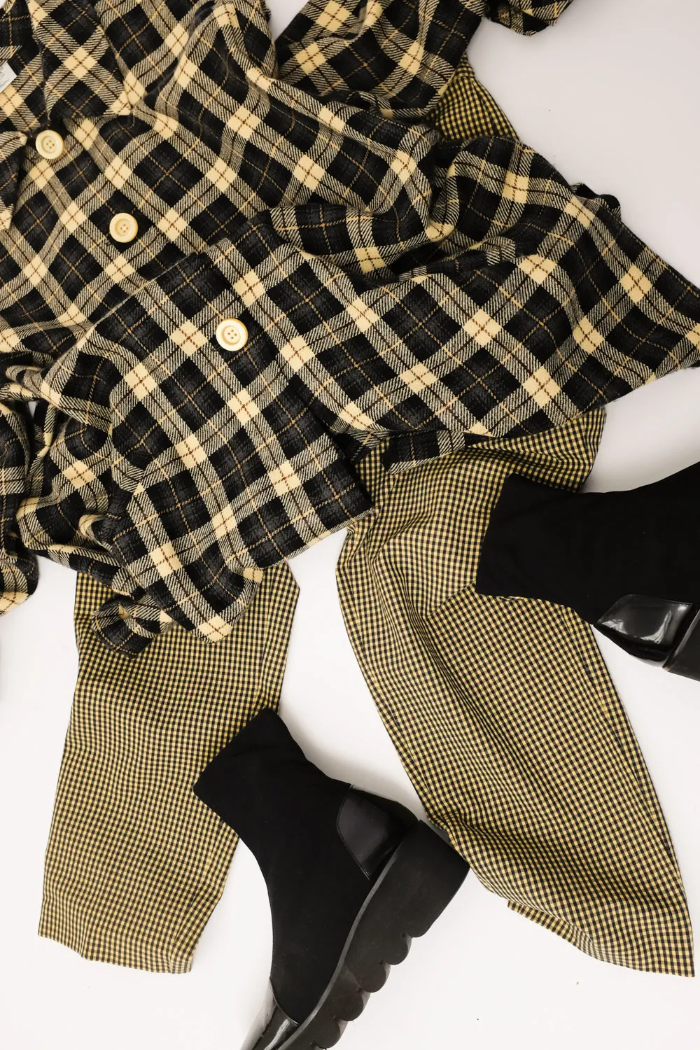 VICHY YELLOW BLACK PANTS