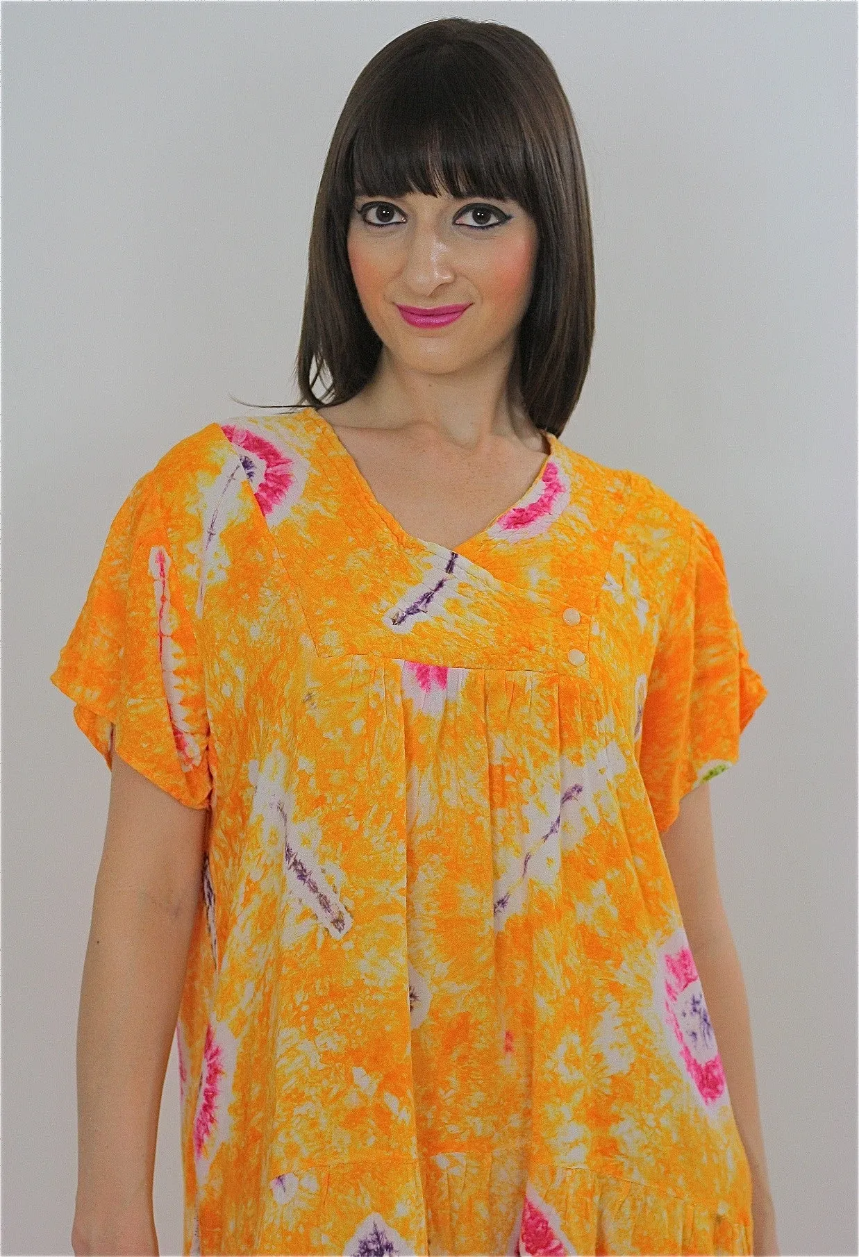Vintage 90s  Grunge Tie Dye neon mini dress