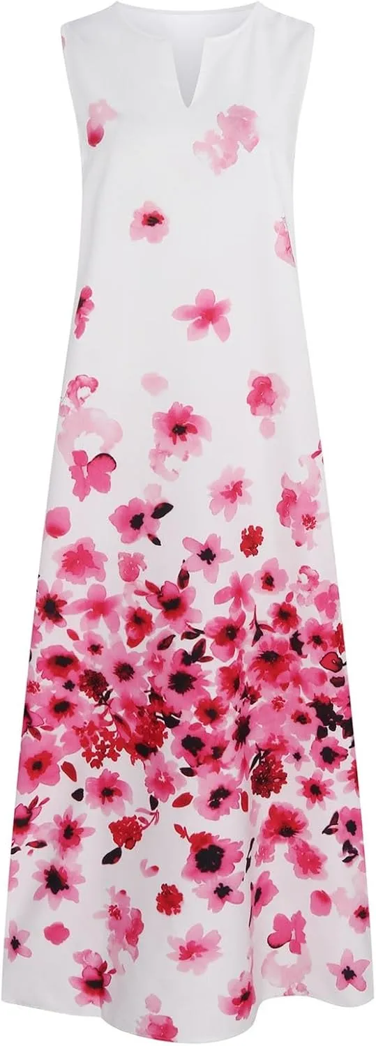 Wedding Guest Dresses for Women Classical Crew Neck Wrap Maxi Dress Elegant Sleeveless Ultra Stylish Long Dress