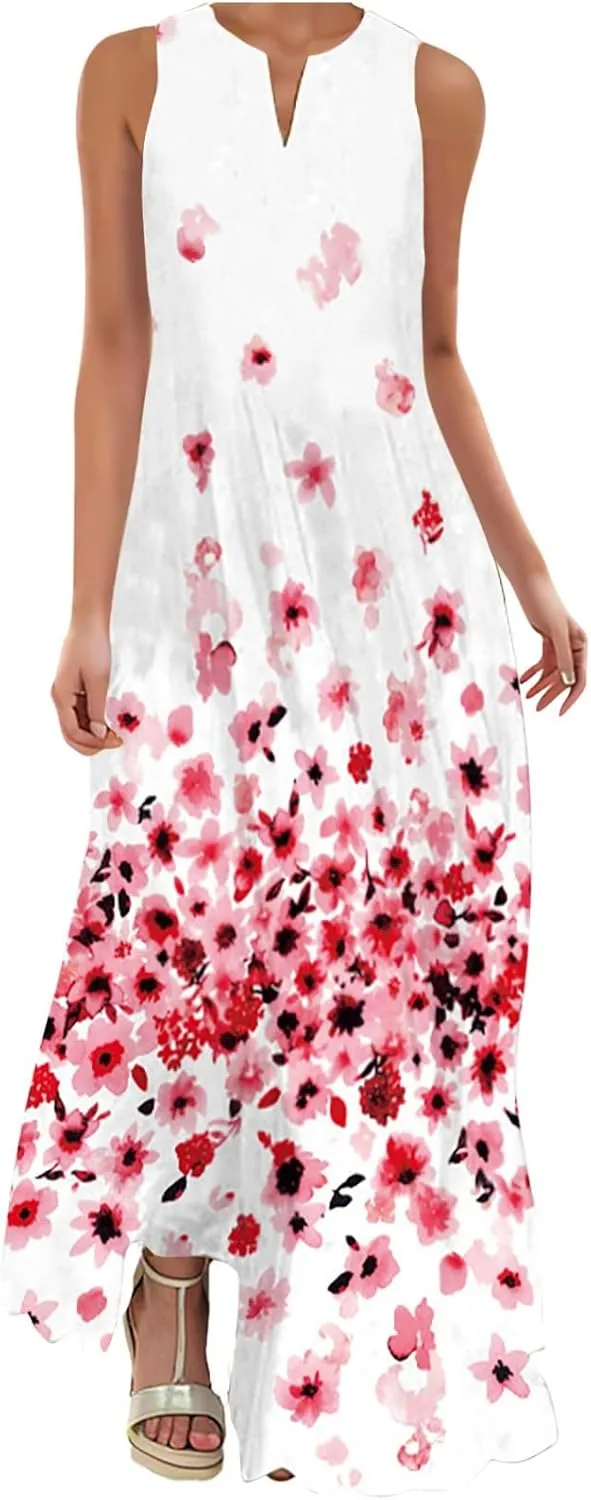 Wedding Guest Dresses for Women Classical Crew Neck Wrap Maxi Dress Elegant Sleeveless Ultra Stylish Long Dress