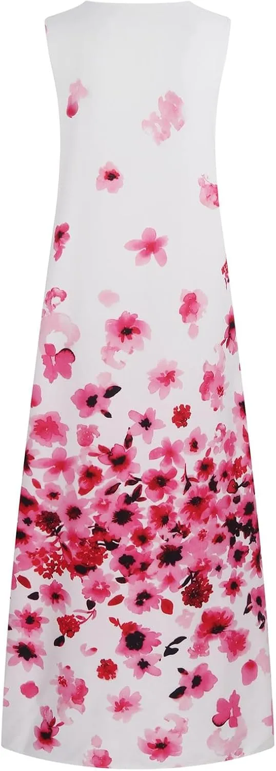 Wedding Guest Dresses for Women Classical Crew Neck Wrap Maxi Dress Elegant Sleeveless Ultra Stylish Long Dress