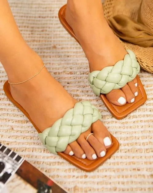 White Braided Strap Sandals