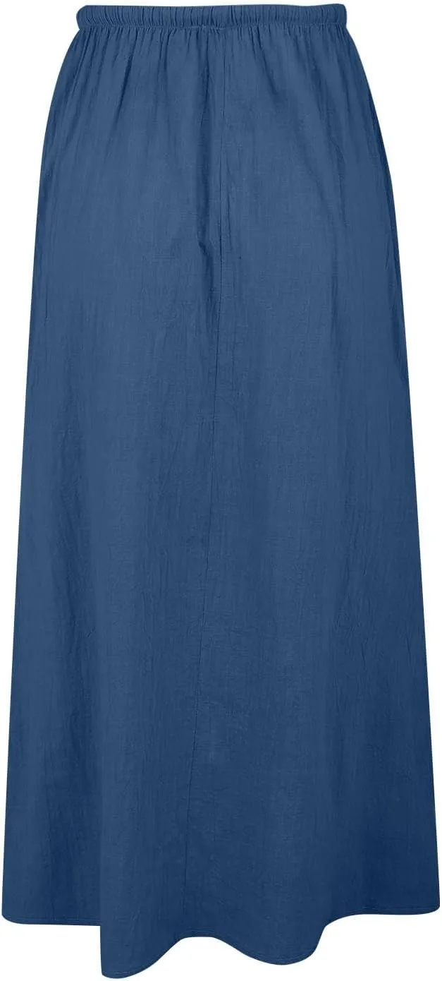 Women Boho Linen Maxi Skirts Trendy Comfy Drawstring Waist A Line Cute Bohemian 2025 Summer Vacation Flowy Skirts