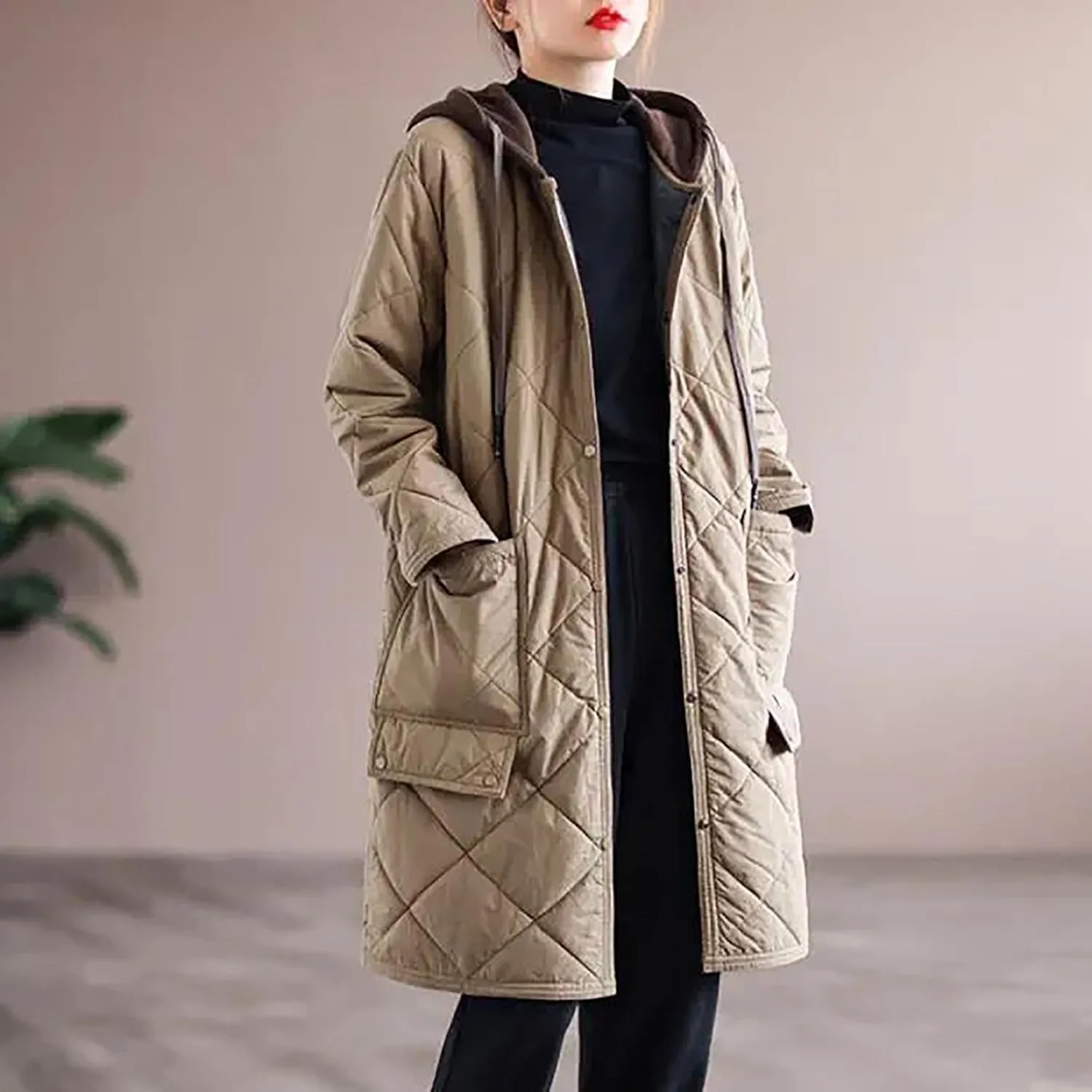 Women Light down Jacket with Hood Packable Soft Puffer Jacket Coat Long Length Winter Outwear Overcoat Full Zip Parka
