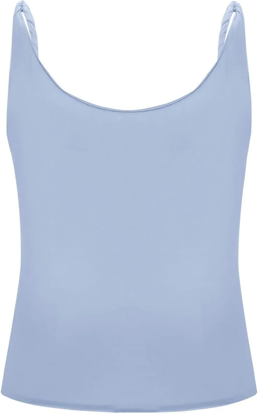Women Off Shoulder Top Sleeveless Twist Strap Going Out Tank Tops Slim Fit Stretch Ruched Crop Top Casual T Shirts
