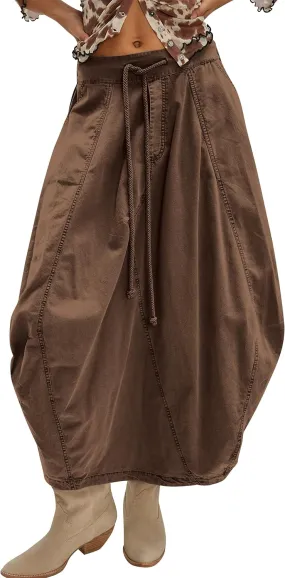 Women Poplin Midi Skirt Baggy Drawstring Mid Rise Parachute Skirt Y2k Cargo Maxi Long Skirt with Pockets Streetwear