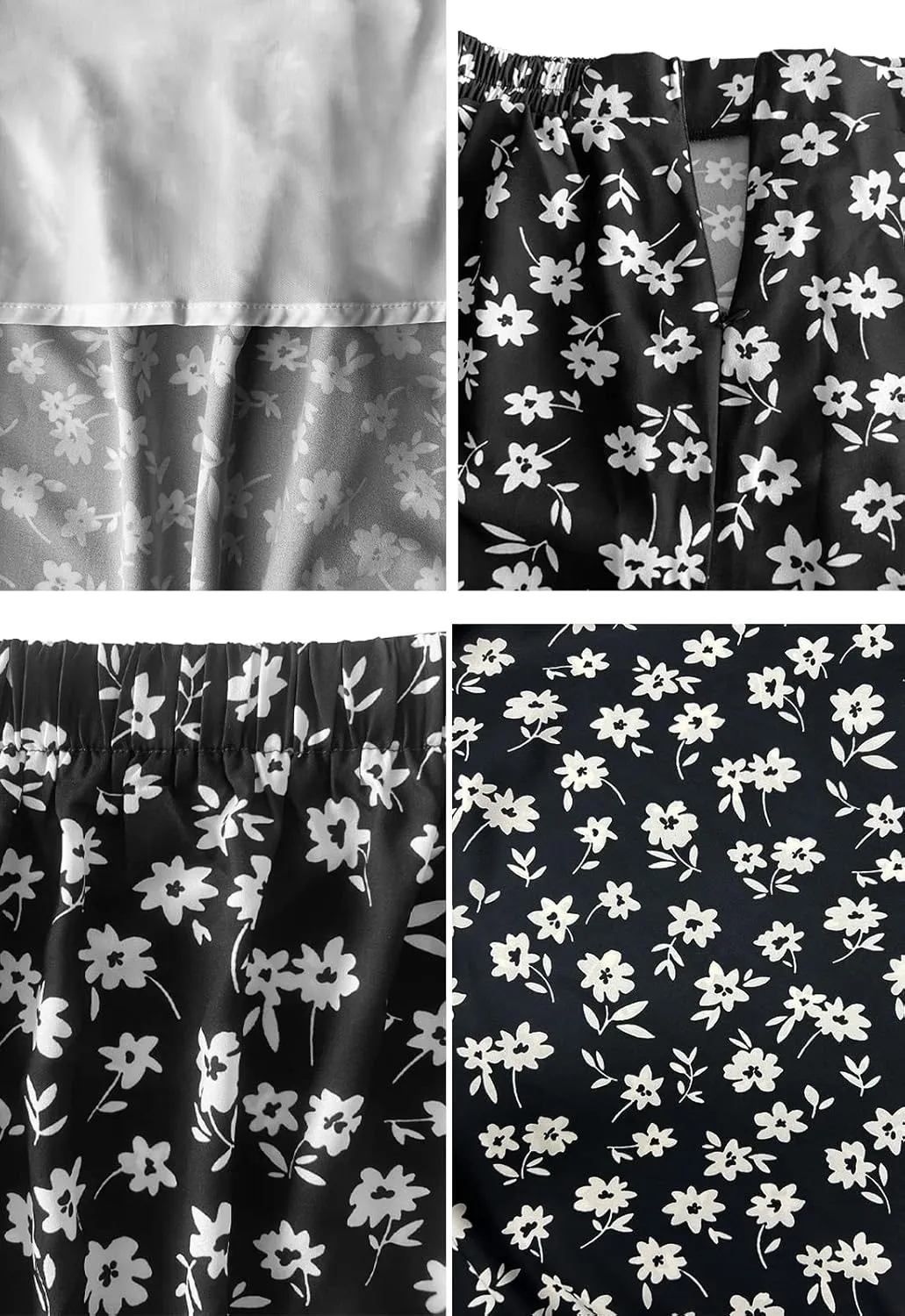 Women’s Floral Print Midi Skirt Casual High Elastic Waist Zipper Vintage Long Boho Skirts for Women