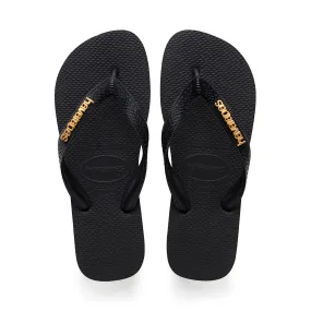 WOMEN'S TOP LOGO METALLIC FLIP FLOPS